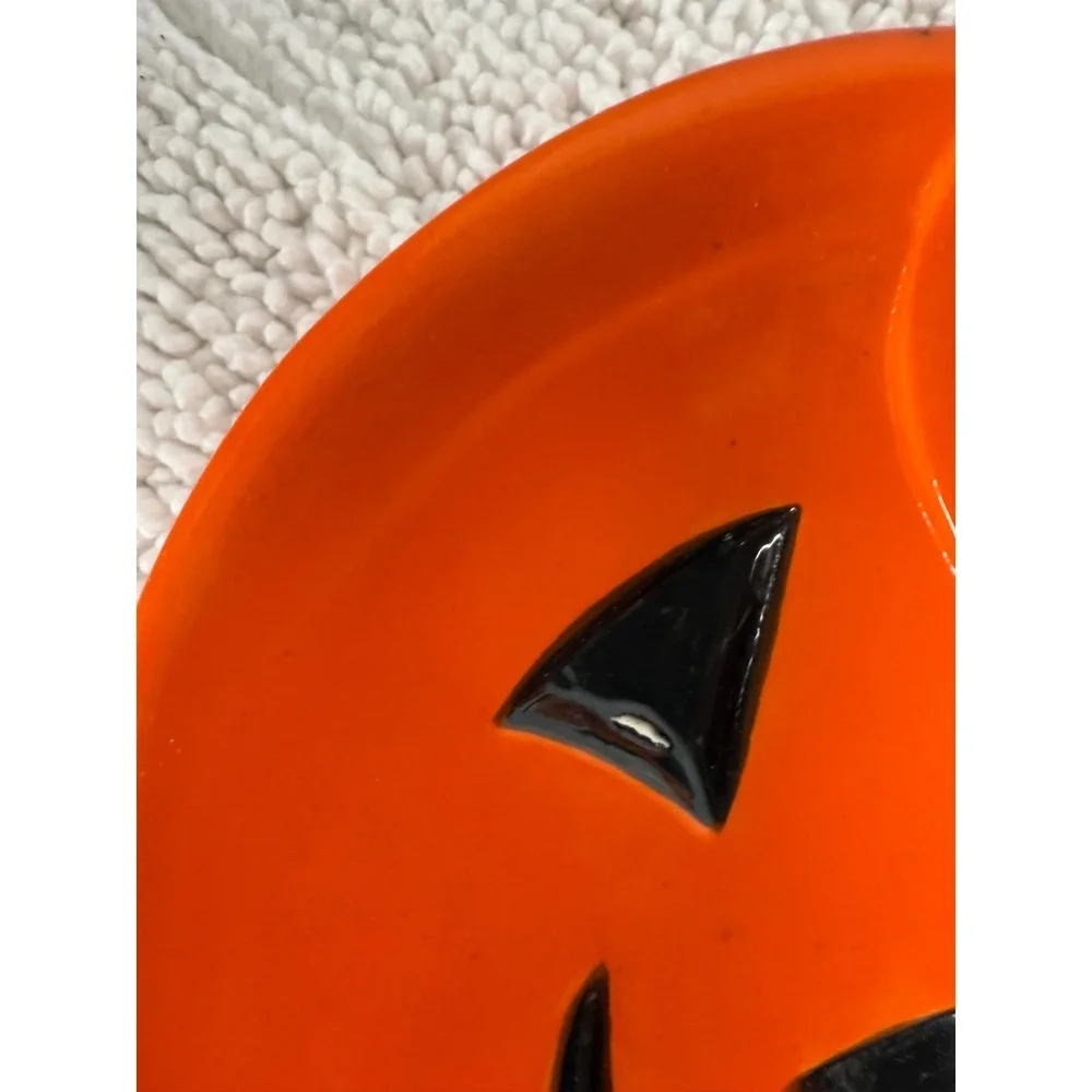 VTG Ceramic Pumpkin Dish Candy‎ Bowl Trick Or Treat Halloween Decoration
